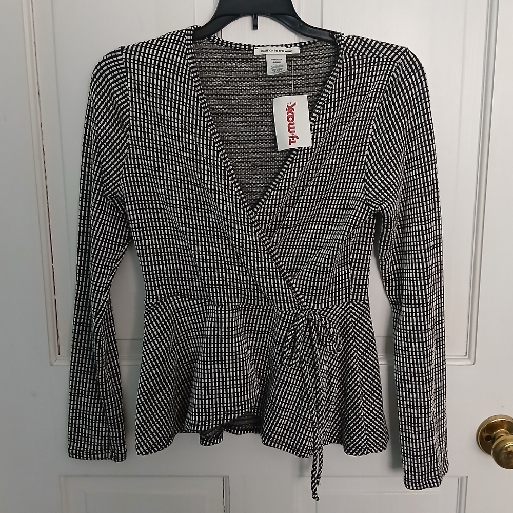 Caution to the Wind Long Sleeve Tie Top